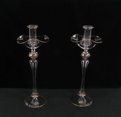 Murano Blown Fluted Candle Holders - Image 2
