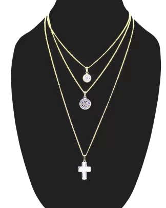 glass pendant necklaces millfiori and white cross on black