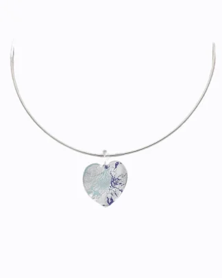 silver-and-blue-heart-necklace on wire